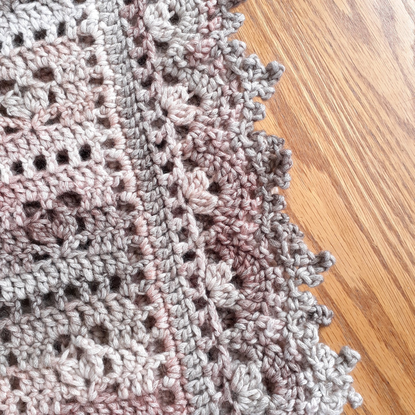 Handmade Crochet Baby Blanket Royalty Shaded Ivory Brown Copper Cotton Blend