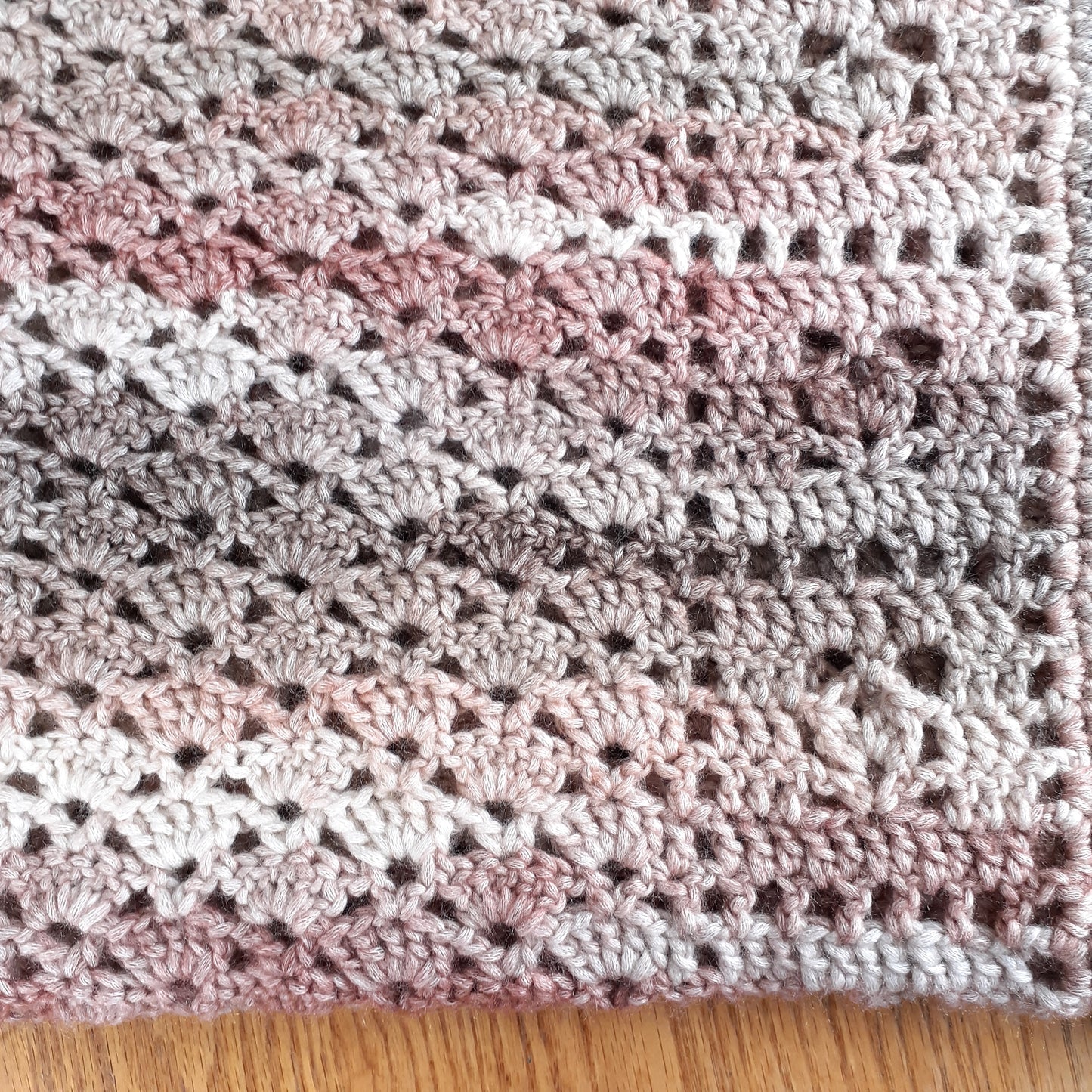 Handmade Crochet Baby Blanket Royalty Shaded Ivory Brown Copper Cotton Blend