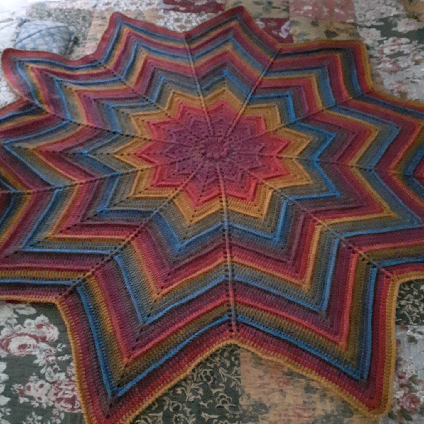 New Handmade Crochet Star Blanket Afghan Rainbow Colors