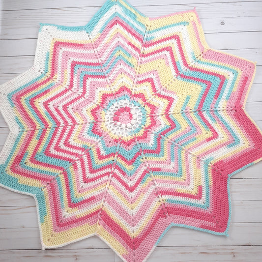 Handmade Crochet Baby Star Blanket Tutti Frutti Rainbow