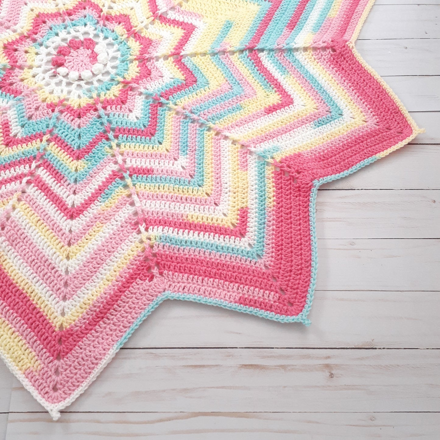 Handmade Crochet Baby Star Blanket Tutti Frutti Rainbow