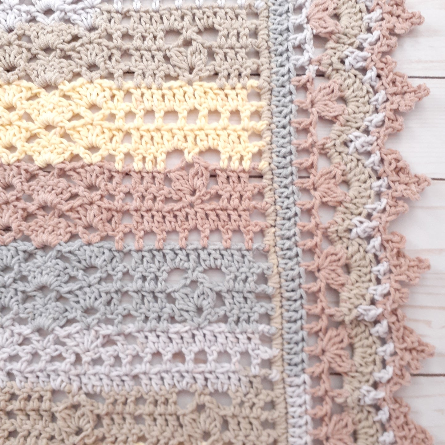 Handmade Crochet Baby Blanket Royalty Seashell Cotton Blend