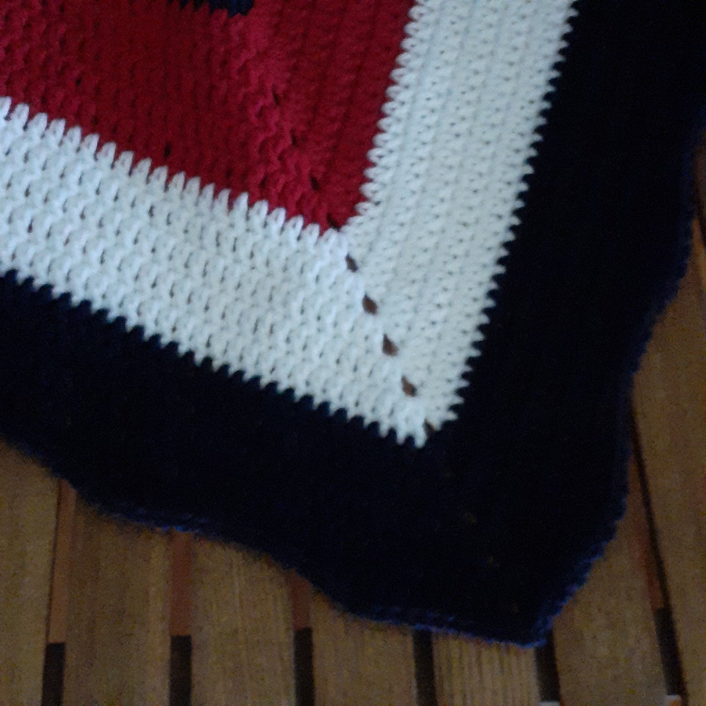 New Handmade Crochet Americana Star Blanket Afghan Red White Blue Patriotic