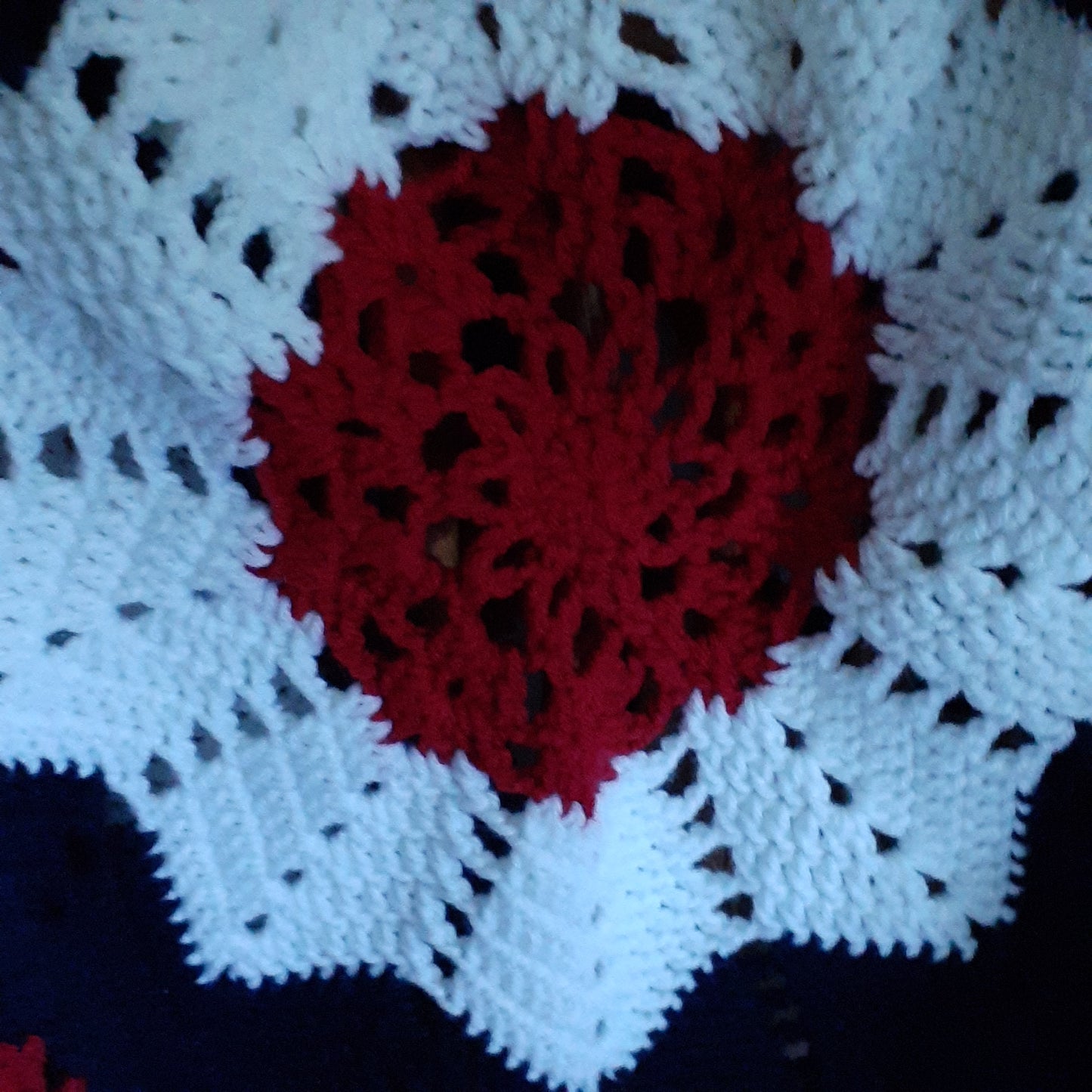 New Handmade Crochet Americana Star Blanket Afghan Red White Blue Patriotic
