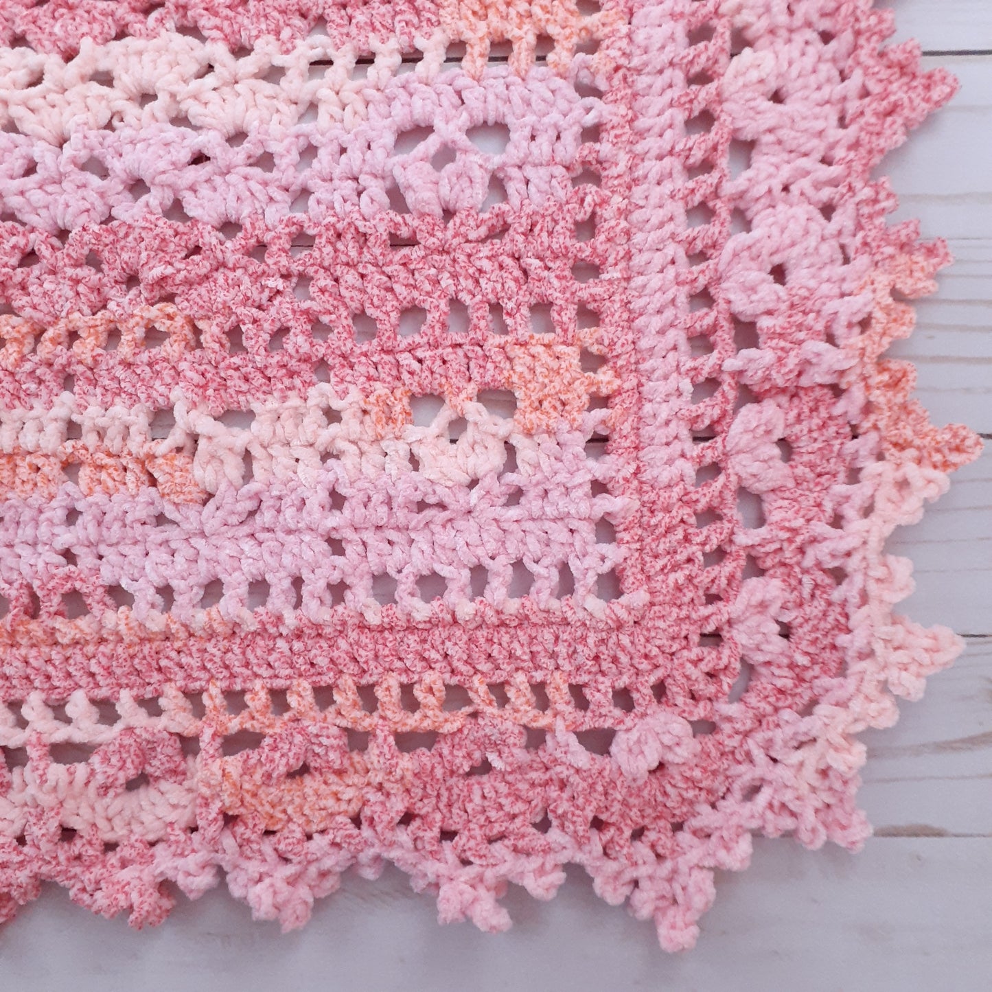 Handmade Crochet Baby Blanket Royalty Chenille Shaded Orange