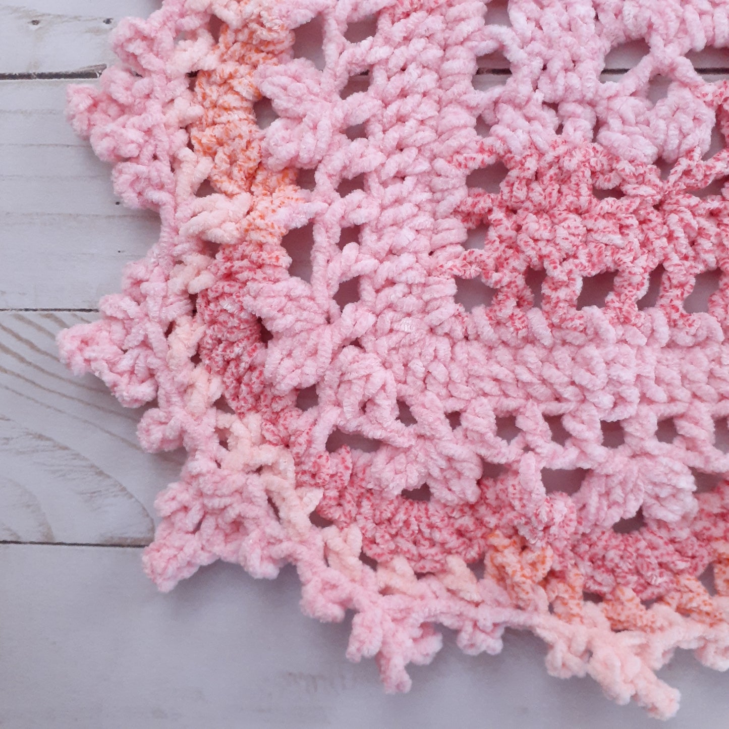 Handmade Crochet Baby Blanket Royalty Chenille Shaded Orange