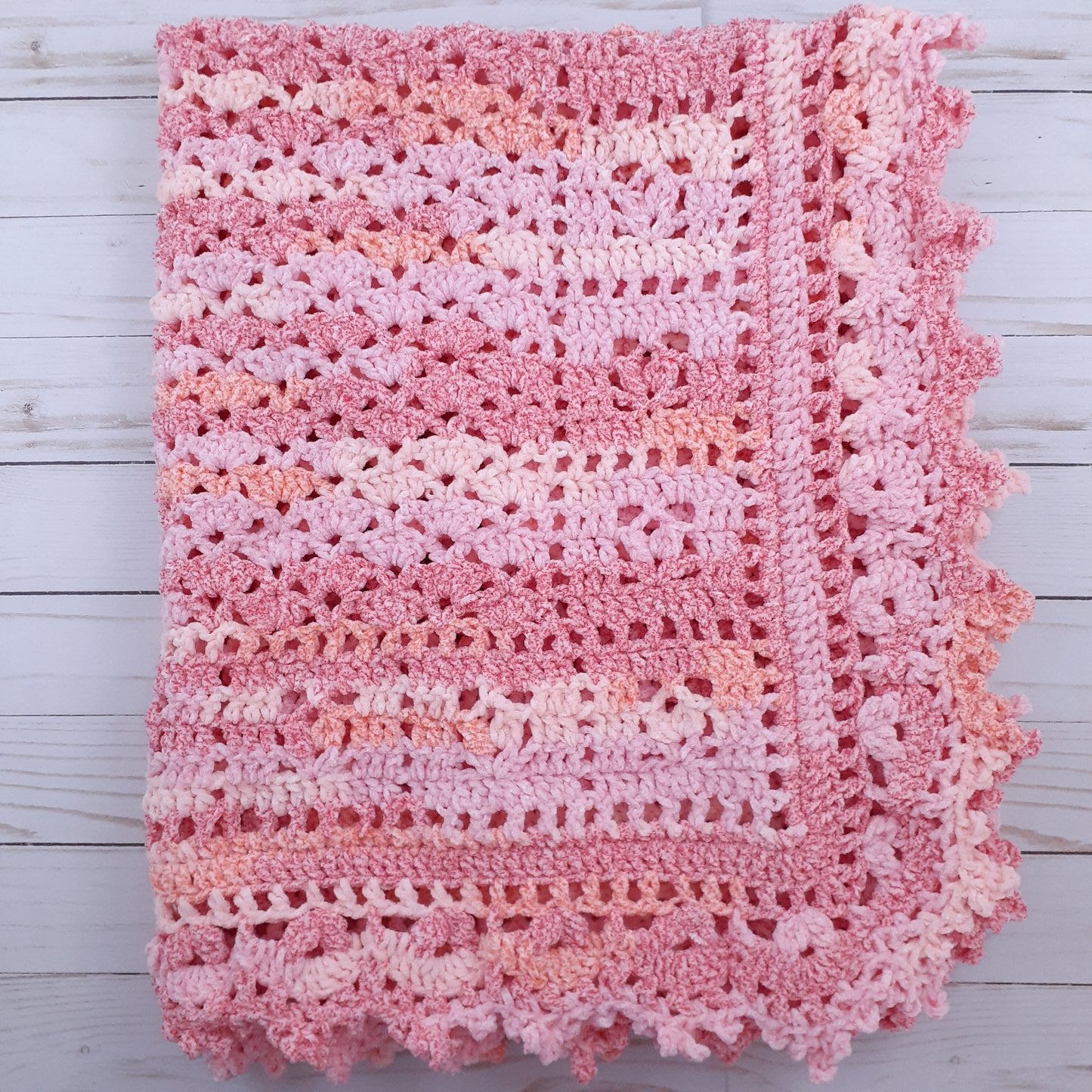 Handmade Crochet Baby Blanket Royalty Chenille Shaded Orange