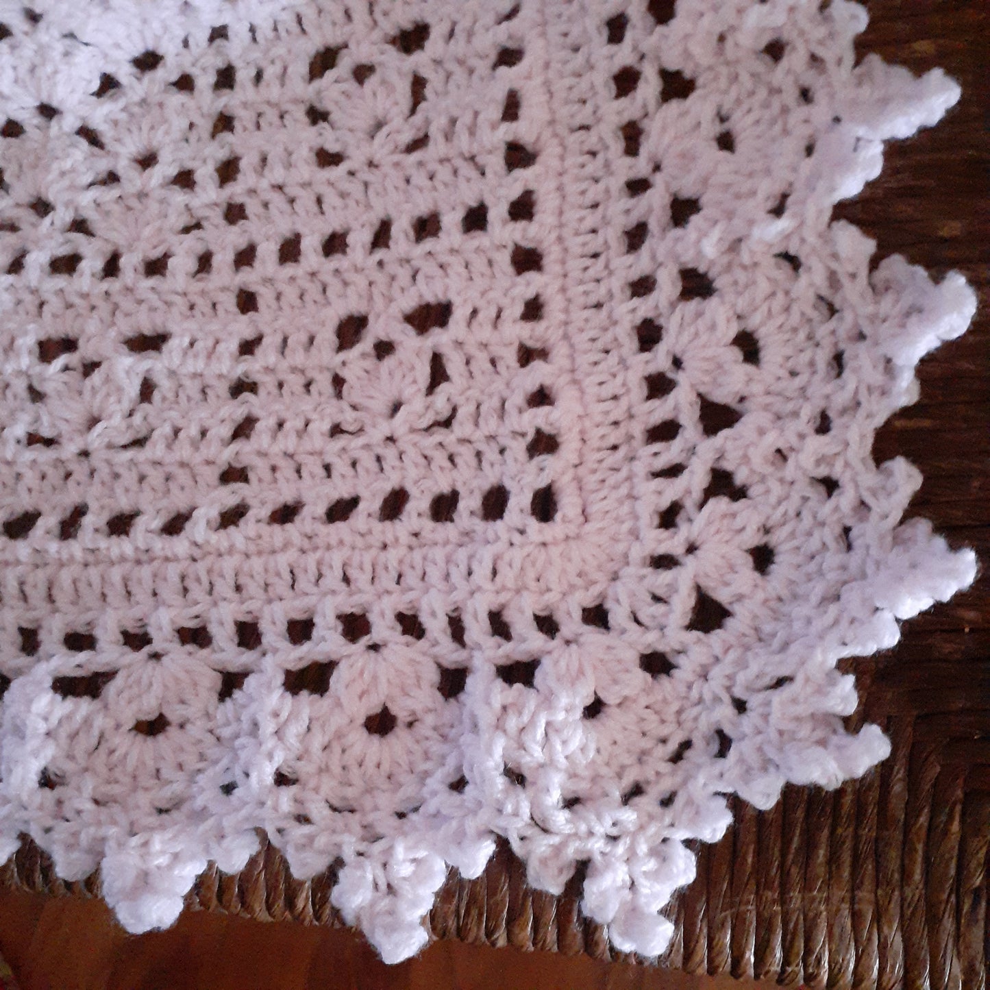 Handmade Crochet Baby Blanket Royalty Pastel Pink