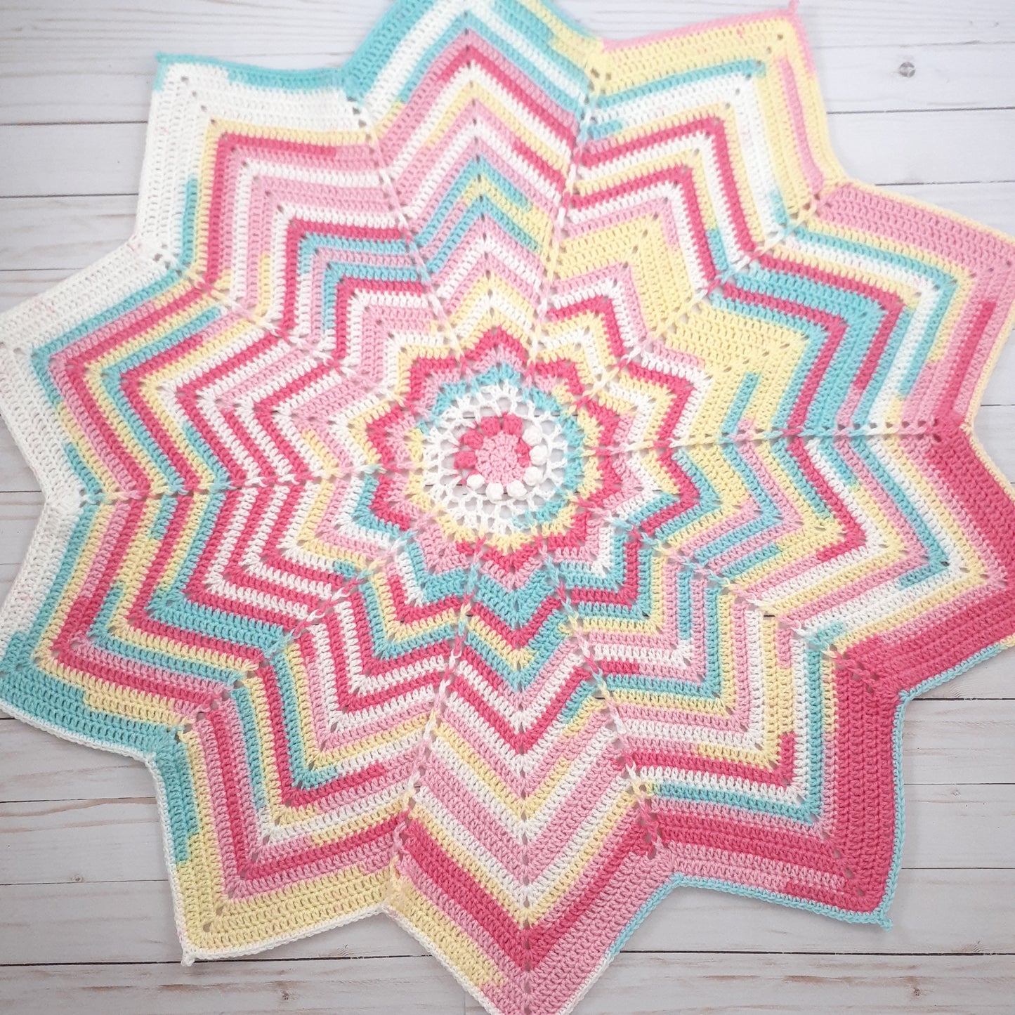 Handmade Crochet Baby Star Blanket Tutti Frutti Rainbow
