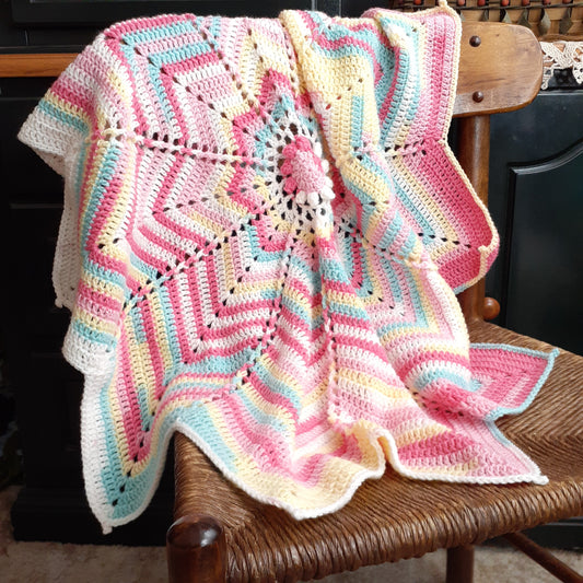 Handmade Crochet Baby Star Blanket Tutti Frutti Rainbow