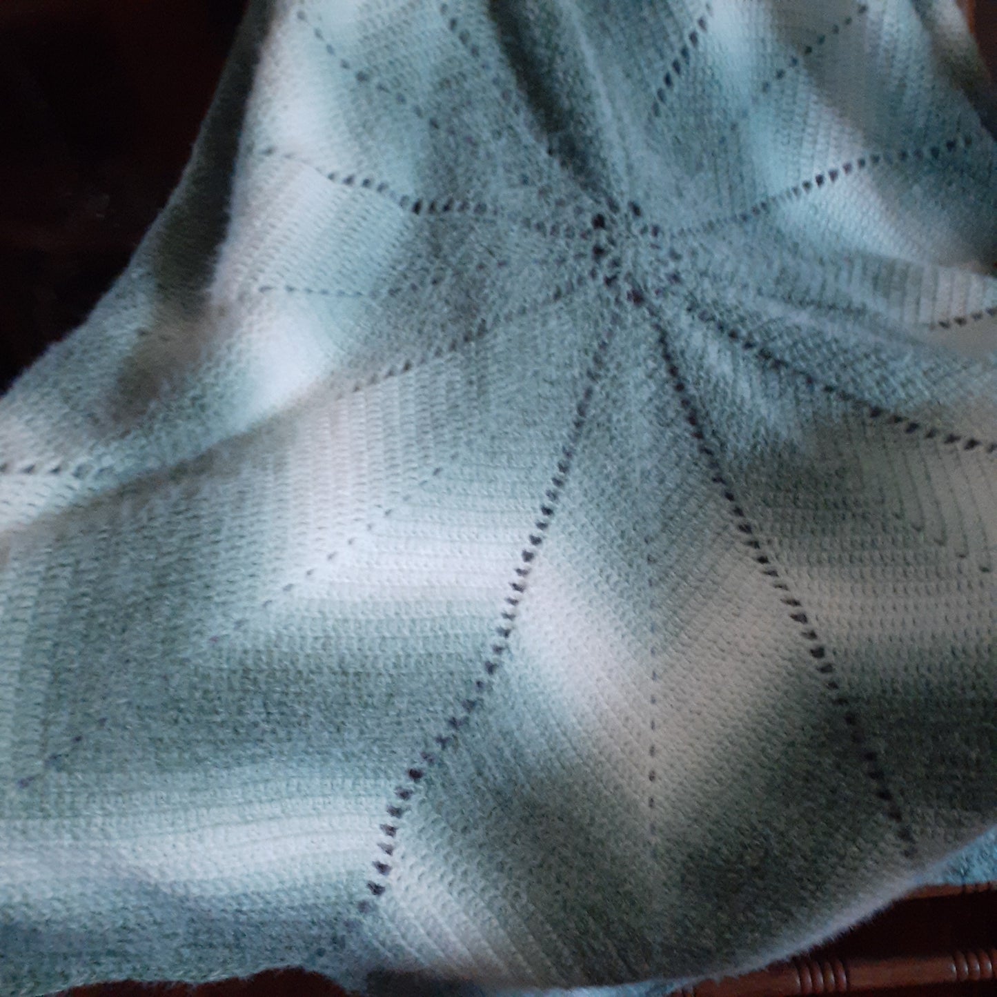New Handmade Crochet Star Blanket Afghan Shaded Green