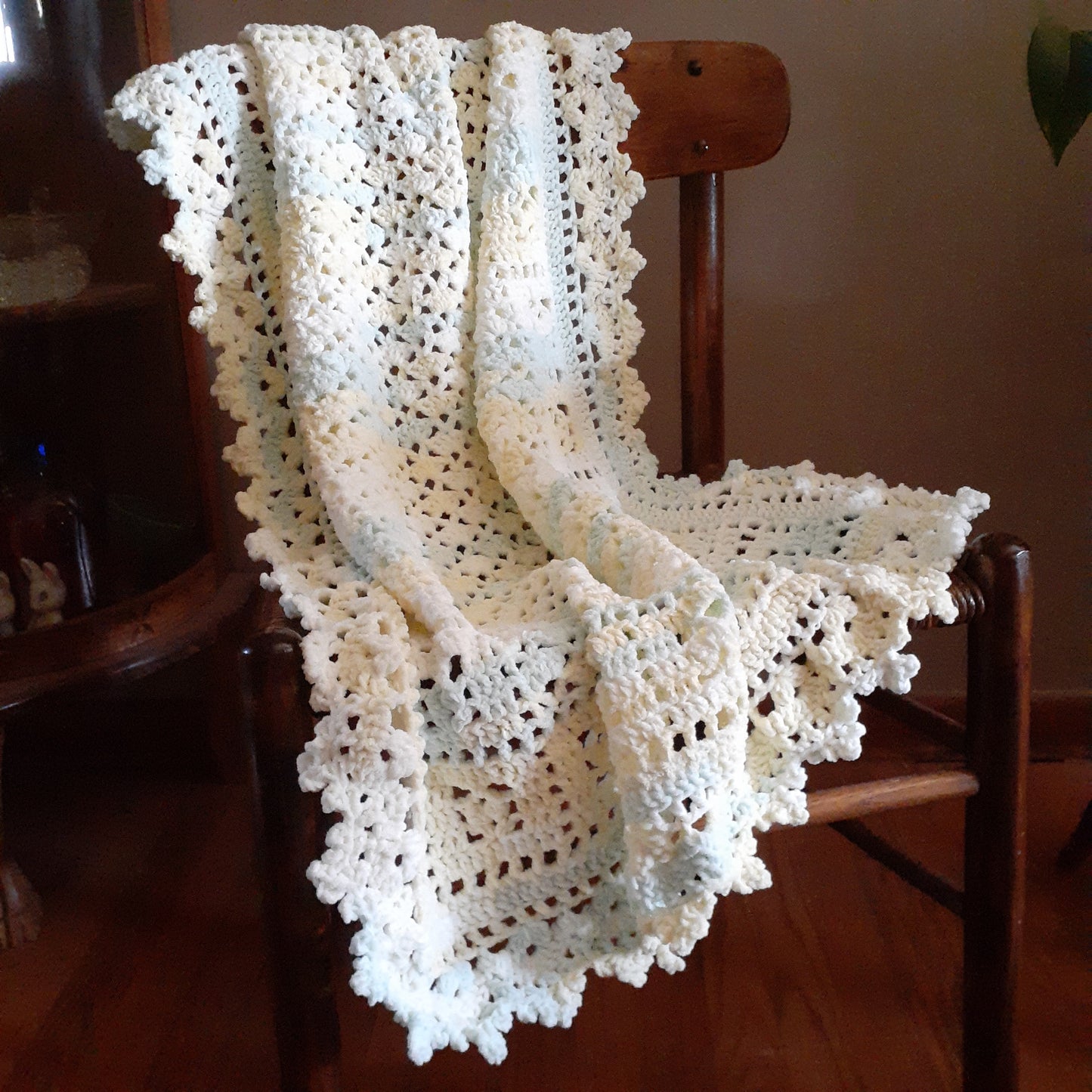 Handmade Crochet Baby Blanket Royalty Chenille Shaded Yellow Green