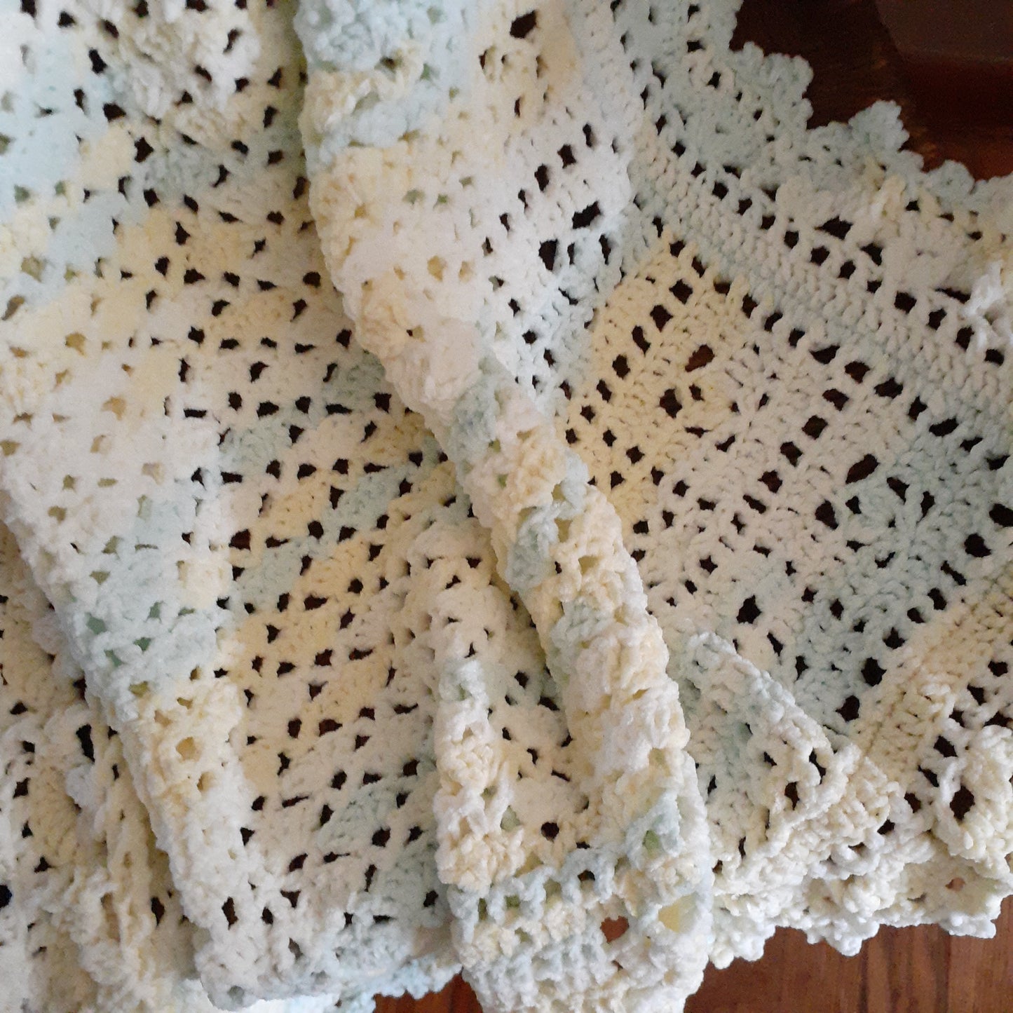 Handmade Crochet Baby Blanket Royalty Chenille Shaded Yellow Green