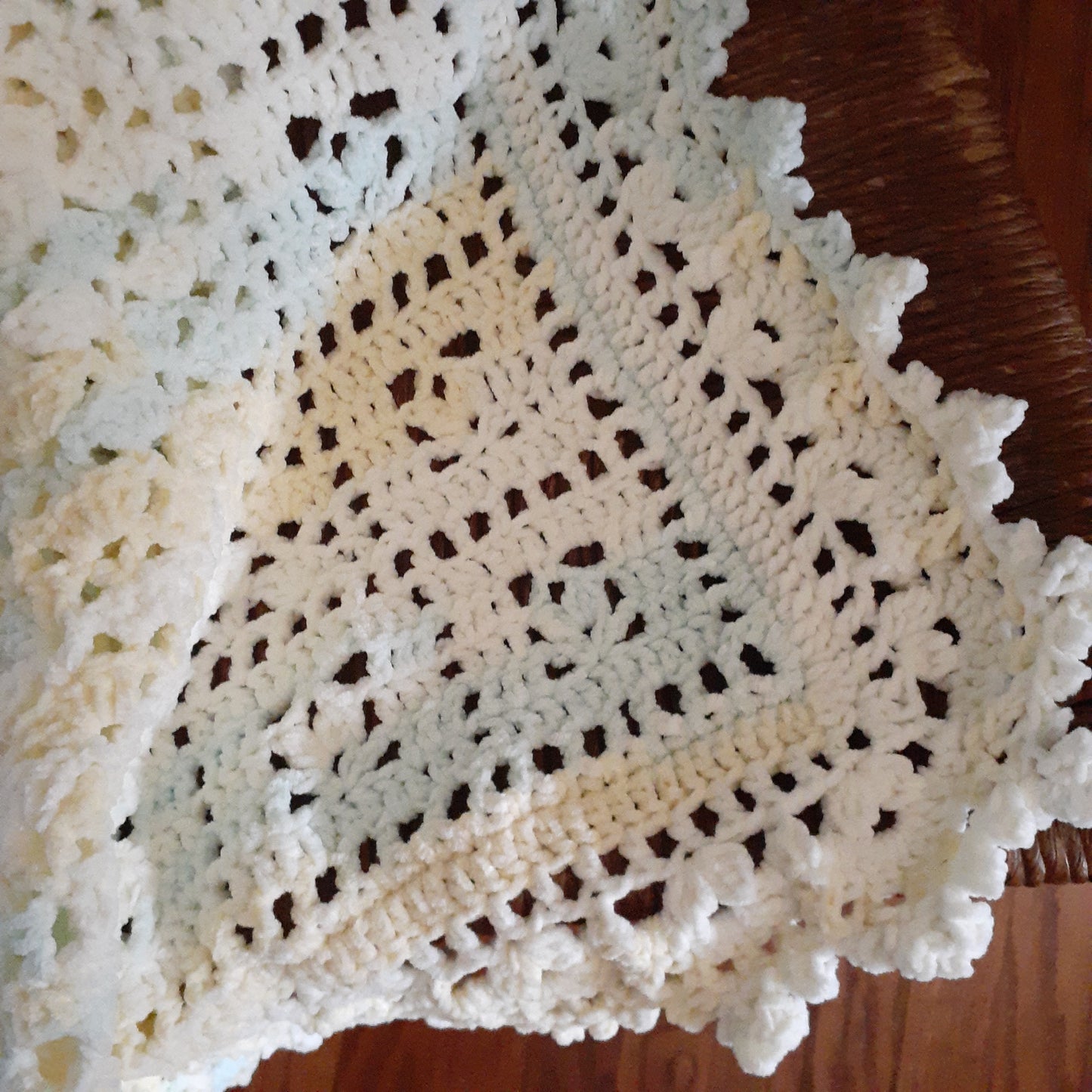 Handmade Crochet Baby Blanket Royalty Chenille Shaded Yellow Green