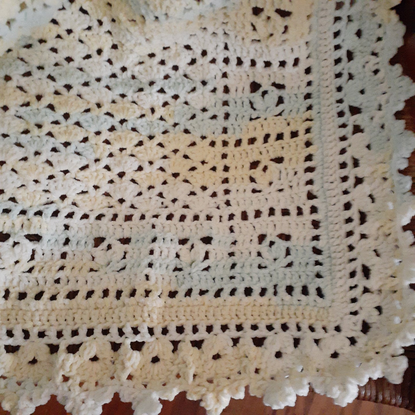 Handmade Crochet Baby Blanket Royalty Chenille Shaded Yellow Green