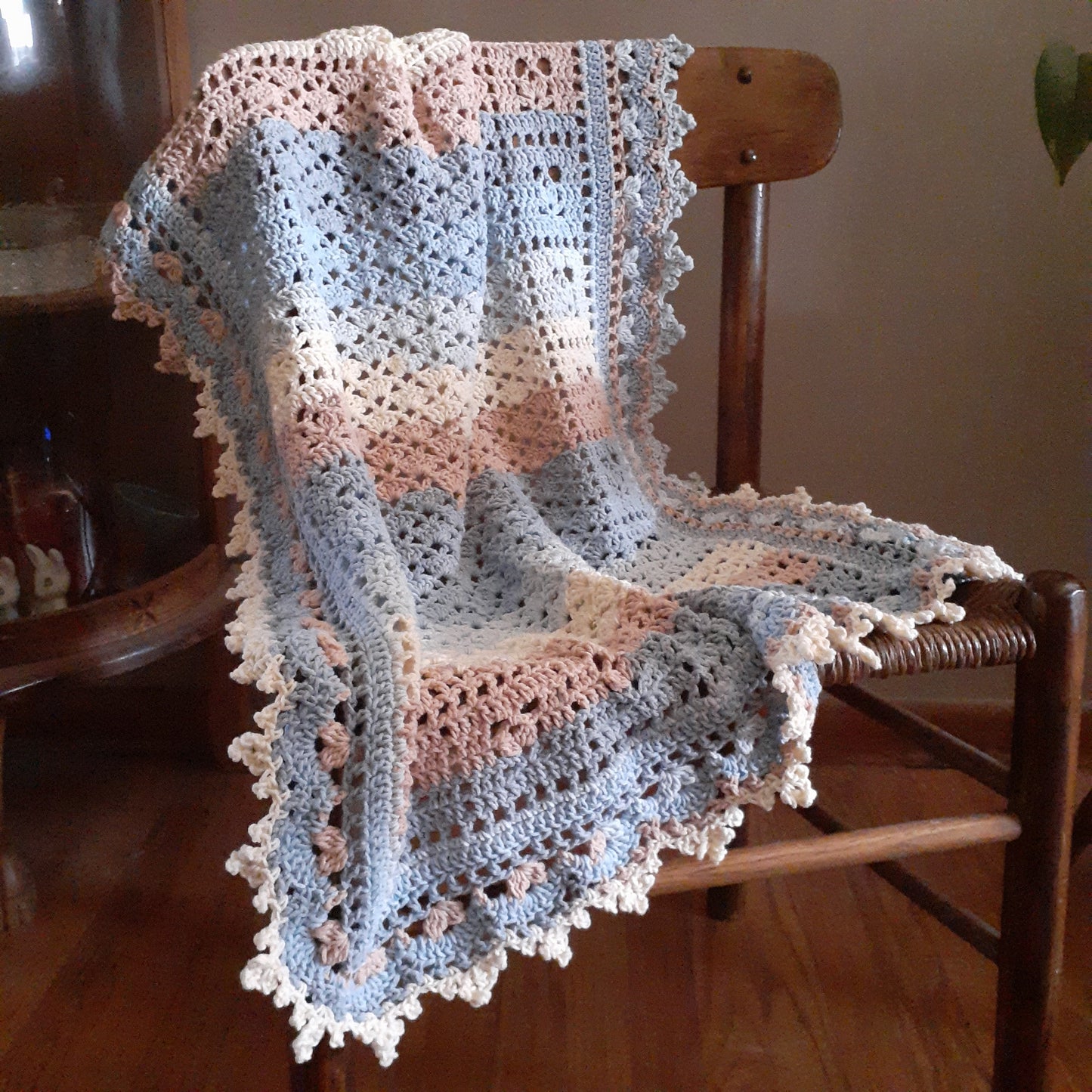 Handmade Crochet Baby Blanket Royalty Beach View Cotton Blend