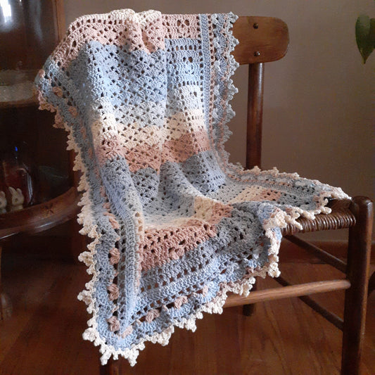 Handmade Crochet Baby Blanket Royalty Beach View Cotton Blend