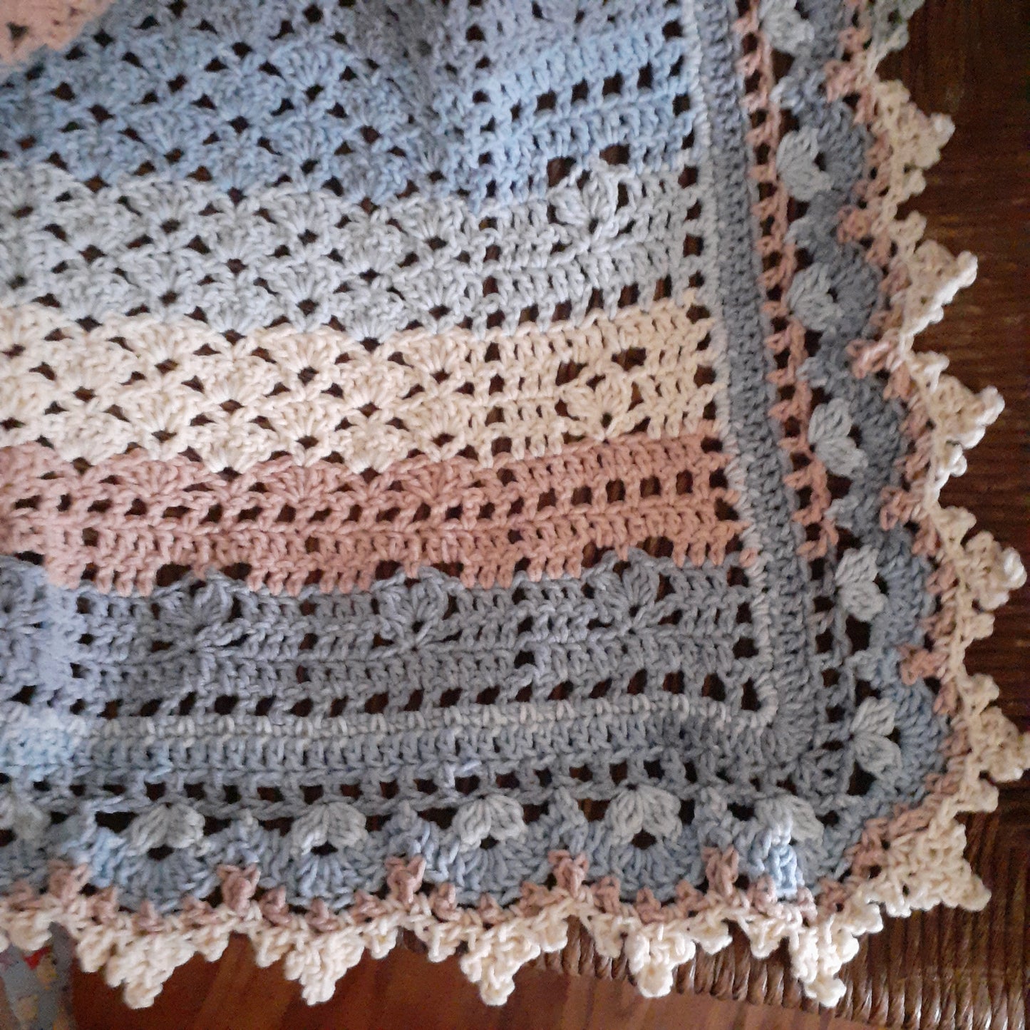 Handmade Crochet Baby Blanket Royalty Beach View Cotton Blend