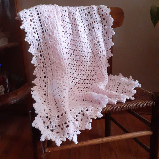 Handmade Crochet Baby Blanket Royalty Pastel Pink