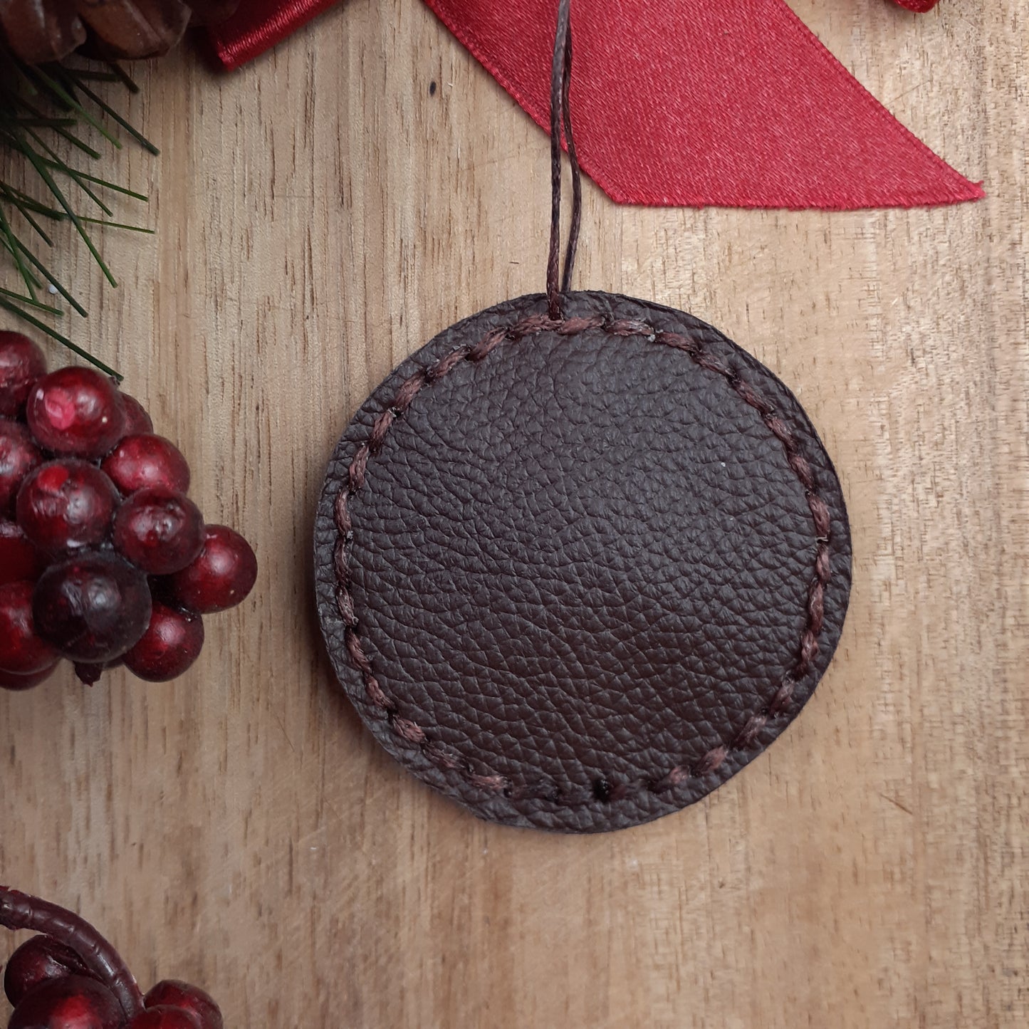 Handmade Leather Ornament Pine Tree Rustic Lodge Christmas Holiday